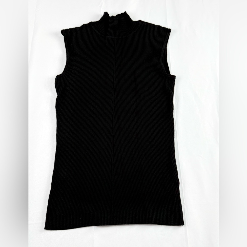 Cato Est 1946 Sweater Tank Sleeveless Turtleneck Ribbed Mock Neck Black Small